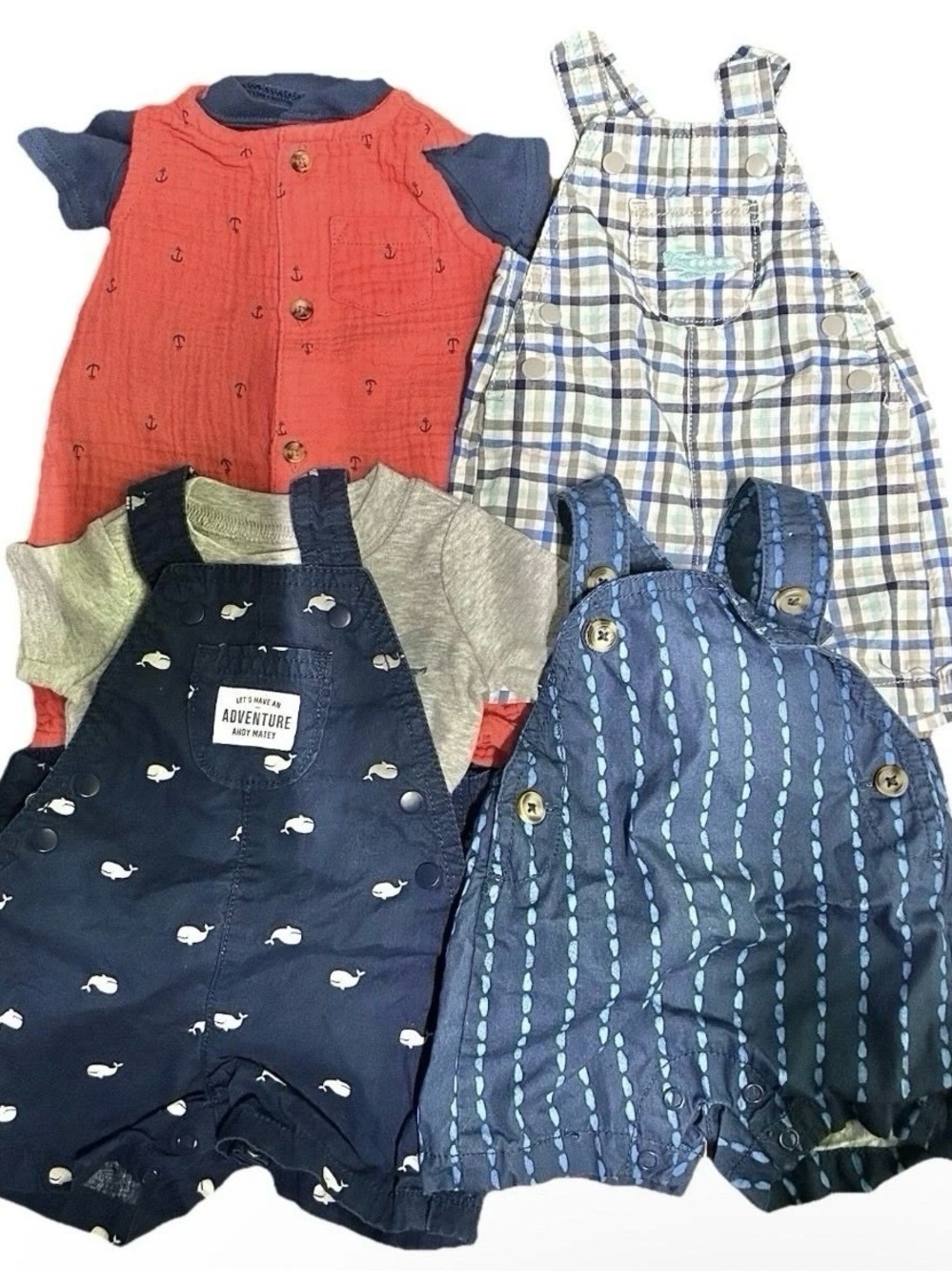 Lot Of 6 Overalls T Shirts Summer Shorts Size Newborn